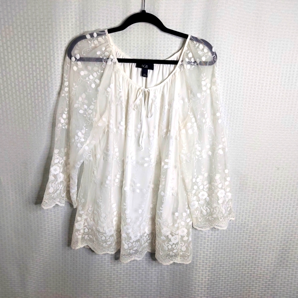 AGB White Sheer Blouse